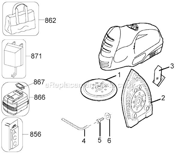 Page A Diagram and Parts List for FS1802S Type 1 Black and Decker Sander Polisher